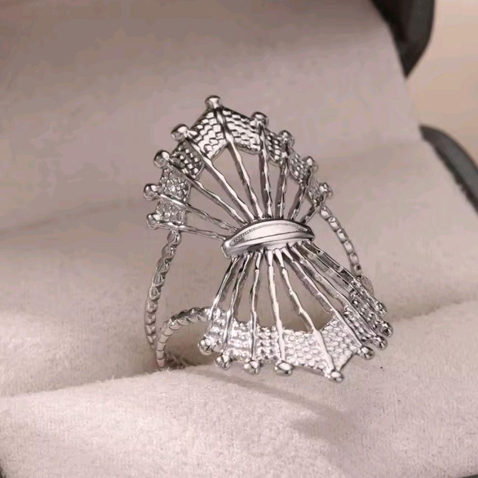 SILVER STAINLESS STEEL STATEMENT RING (Adjustable Size)