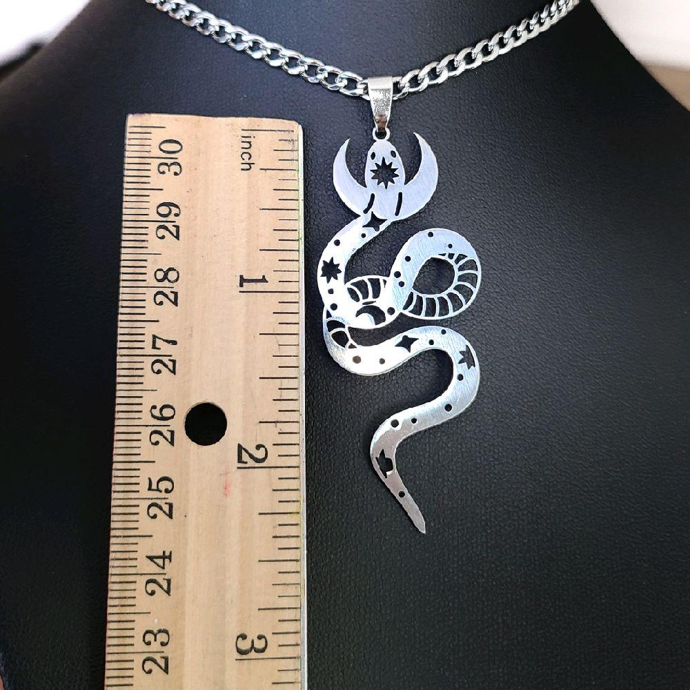 Celestial Snake Pendant Choker Necklace | Stainless Steel