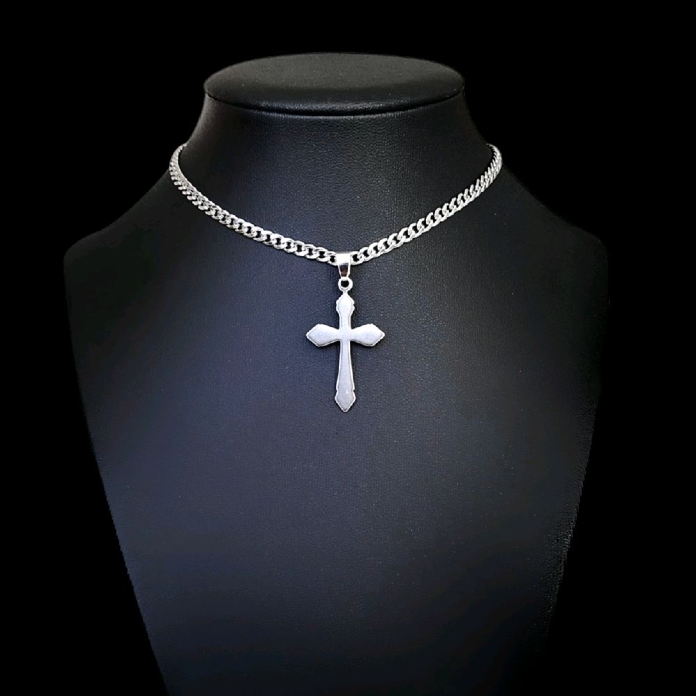 Stainless Steel Cross Pendant Choker Necklace
