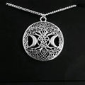 18" Silver Triple Moon Pentagram Necklace