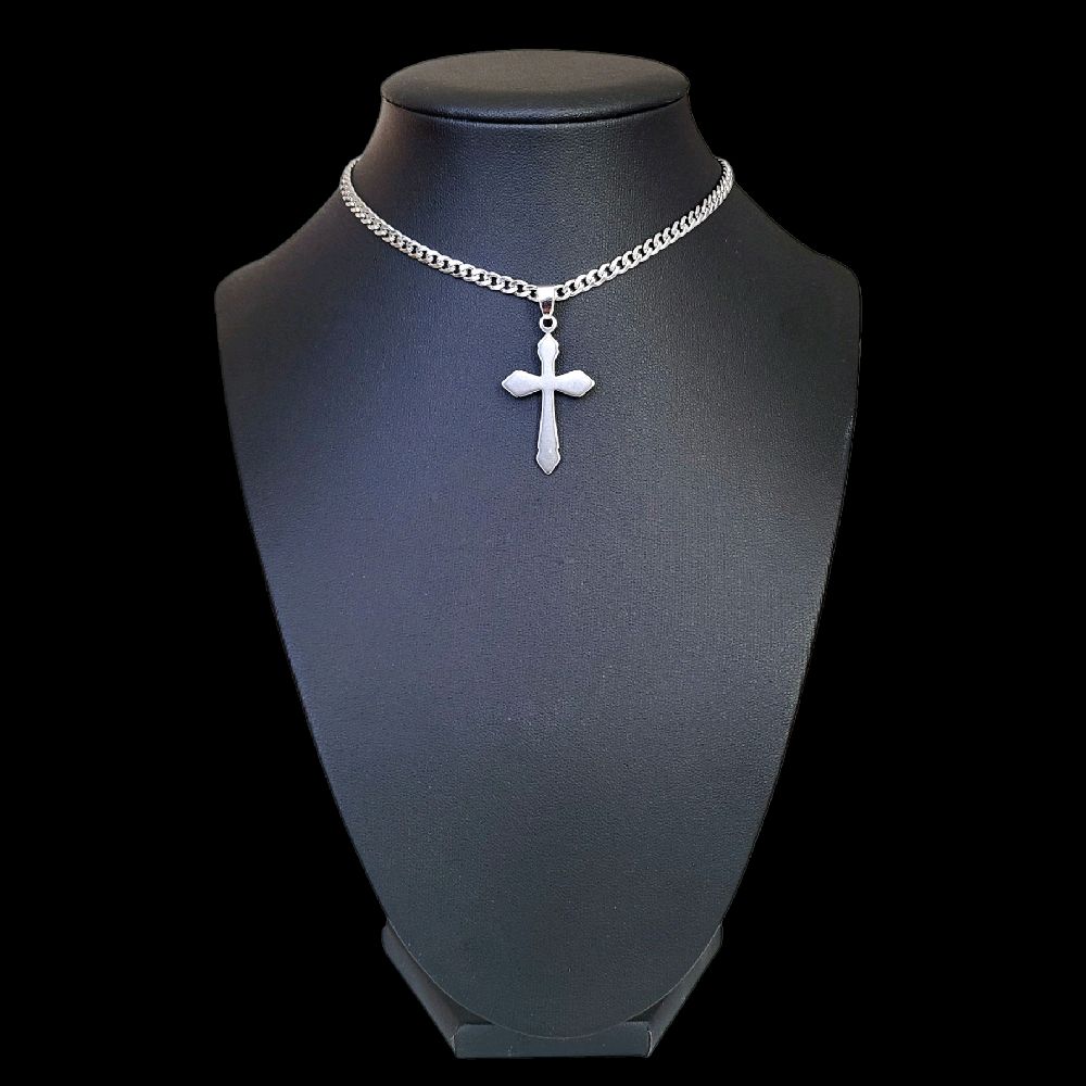 Stainless Steel Cross Pendant Choker Necklace