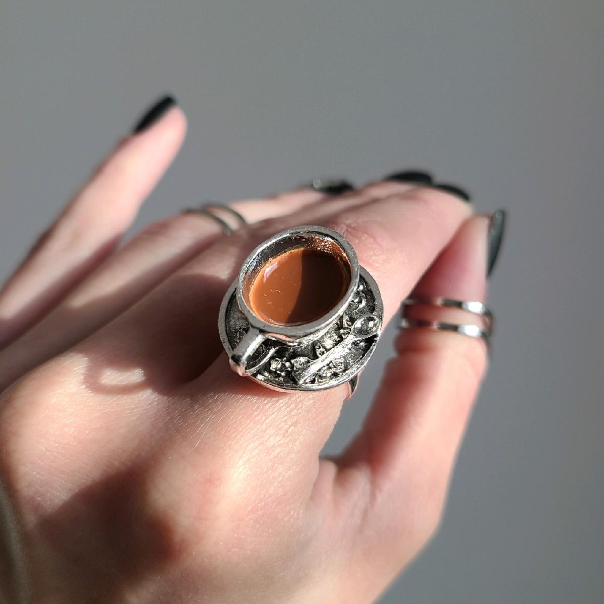 Silver Teacup Cocktail Ring - Adjustable Size