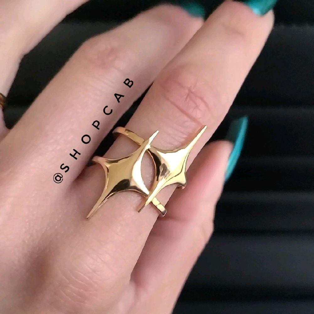Gold Starburst Ring - Stainless Steel (adjustable size)