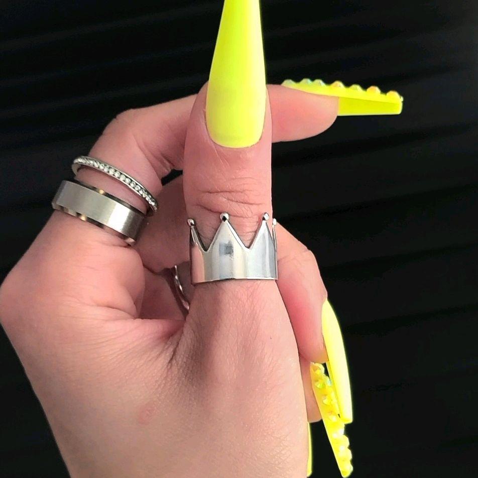 Silver Crown Ring - Stainless Steel (Adjustable)