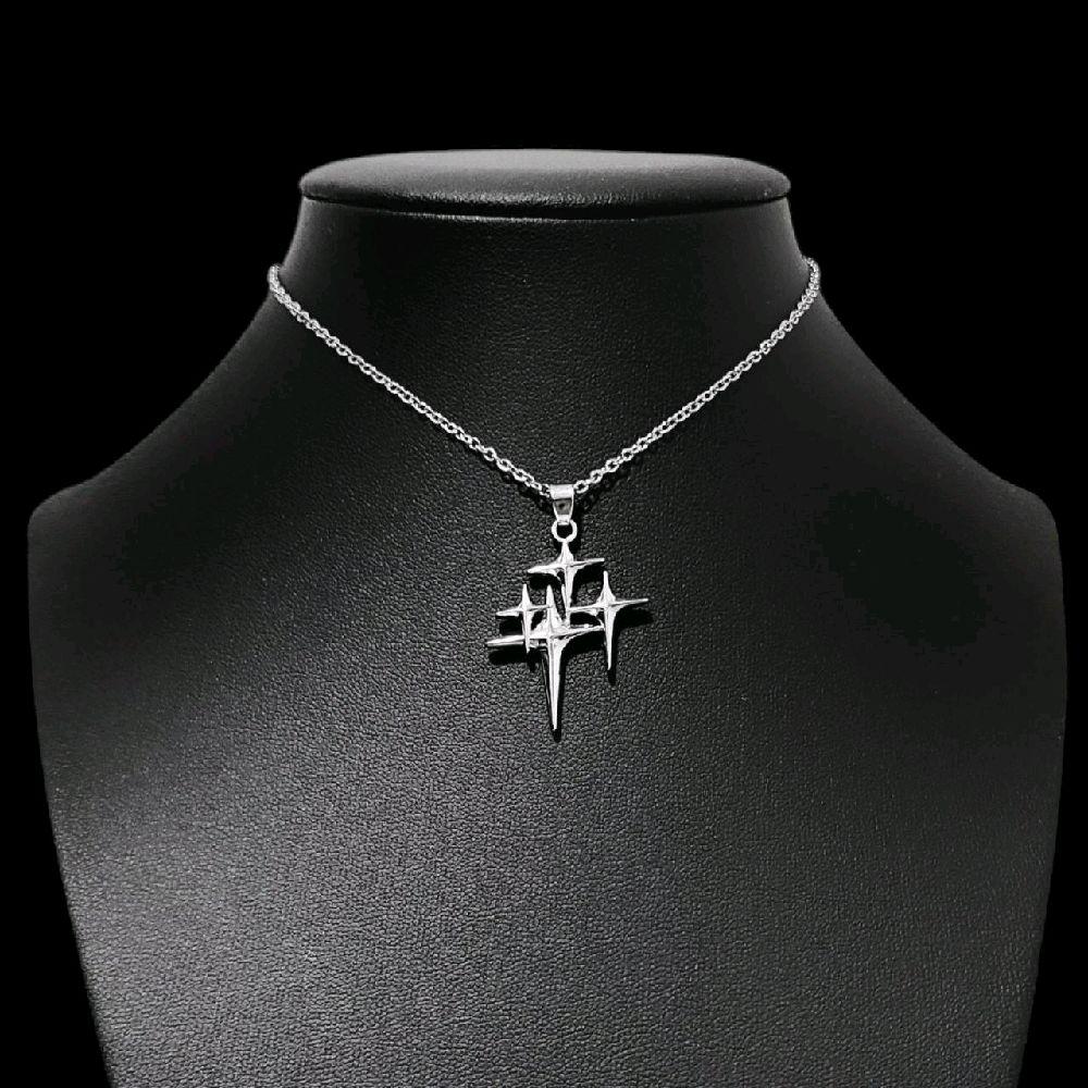 Silver Starburst Choker Necklace - Adjustable