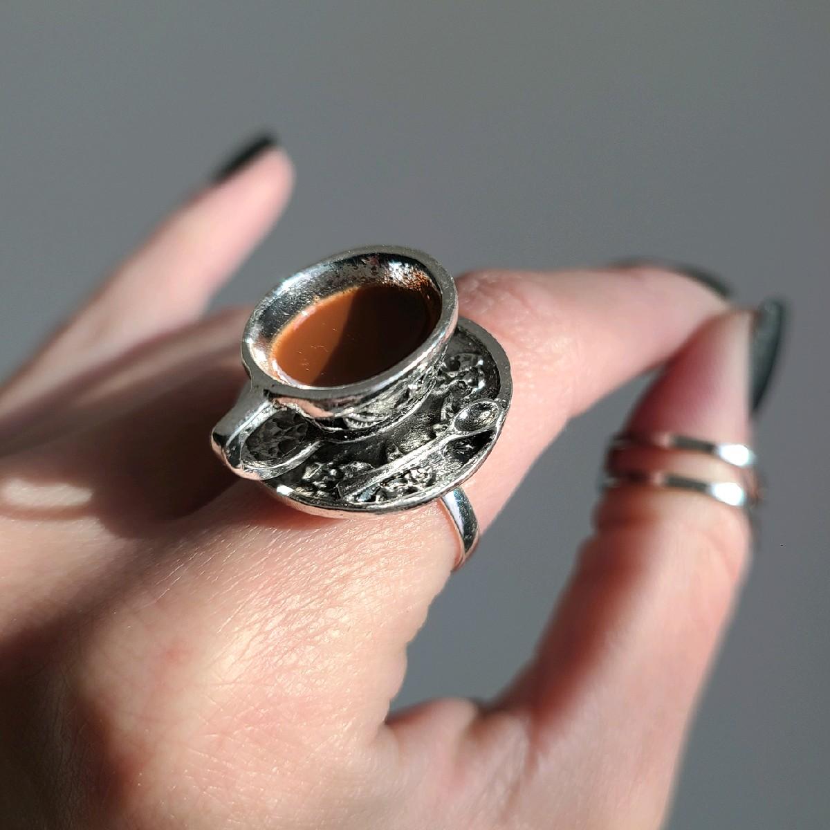 Silver Teacup Cocktail Ring - Adjustable Size