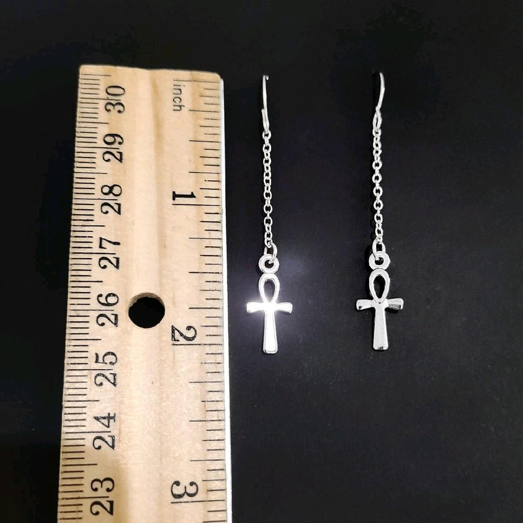 Ankh Chain Drop Earrings