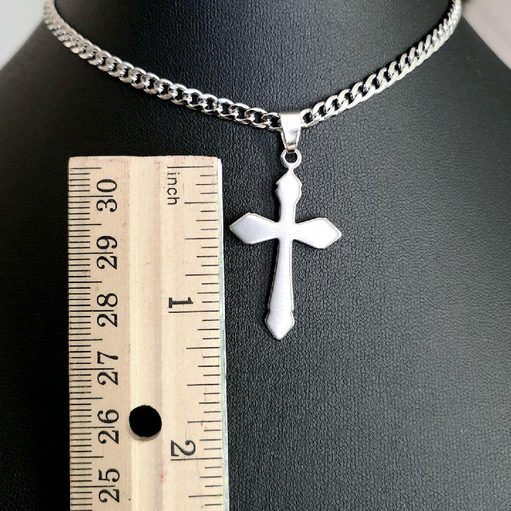 Stainless Steel Cross Pendant Choker Necklace