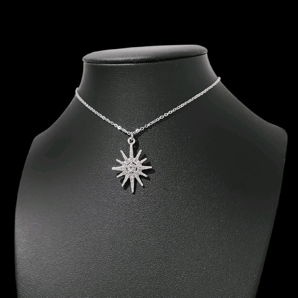 Crystal Silver Starburst Necklace