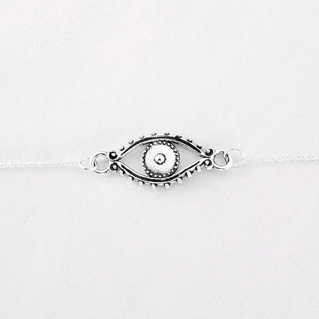 Silver Evil Eye Choker Necklace