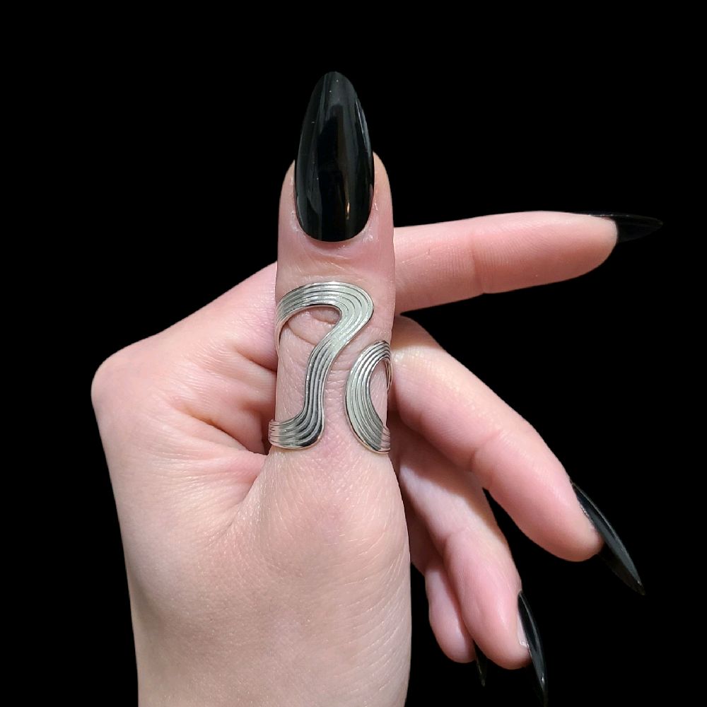 Abstract Stainless Steel Ring - Silver (Adjustable) unique ring