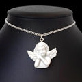 Cherub Angel Sculpture Necklace - Gold or Silver