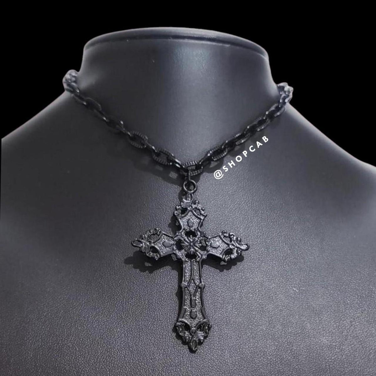 Gothic Black Cross Choker Necklace - 021 (cc)