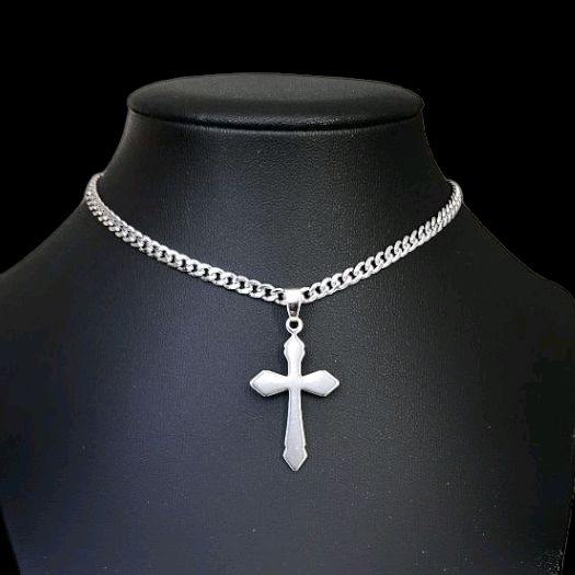 Stainless Steel Cross Pendant Choker Necklace