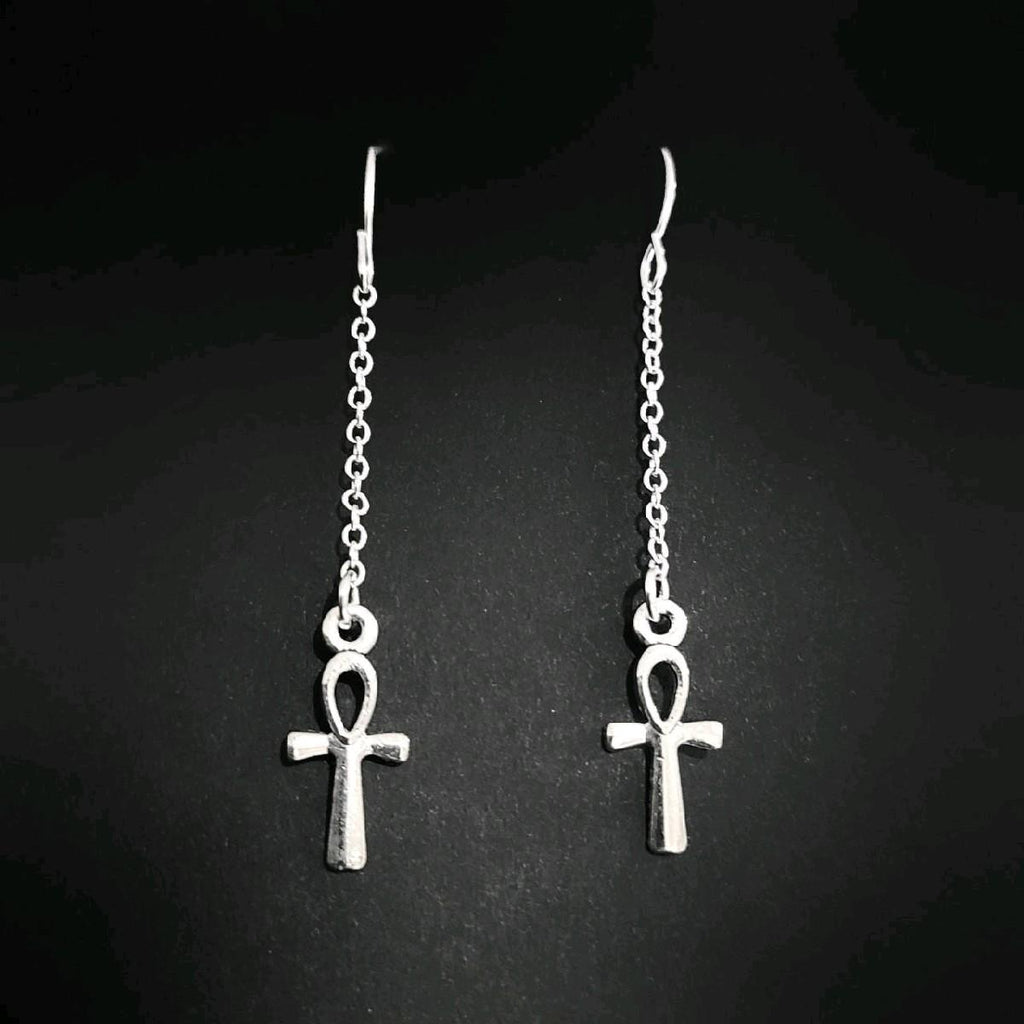 Ankh Chain Drop Earrings