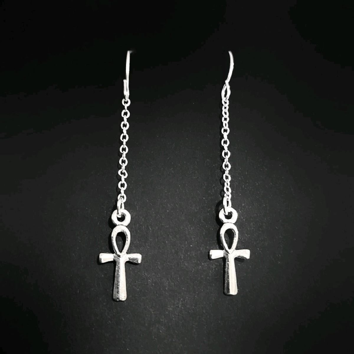 Ankh Chain Drop Earrings