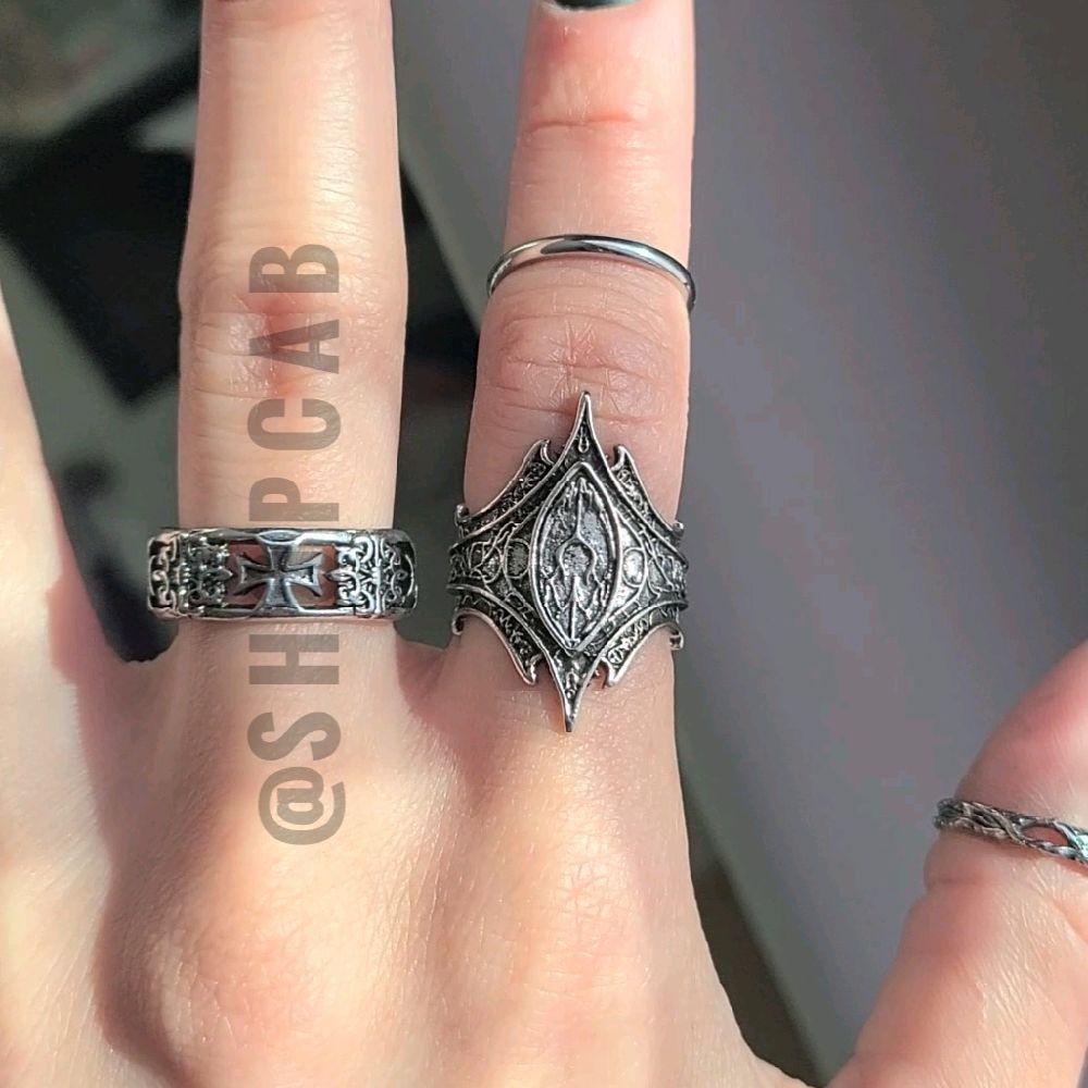 Silver Gothic Statement Ring - Adjustable Size