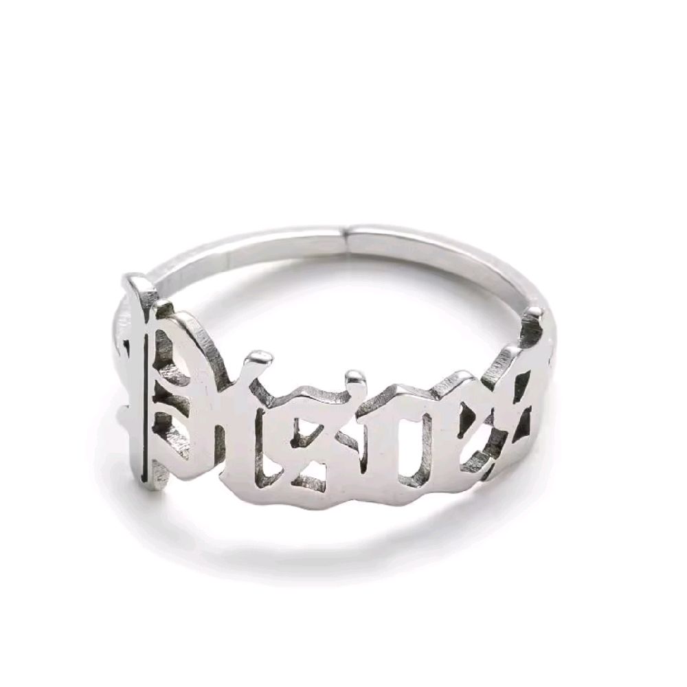 Silver Zodiac Sign Script Rings - Stainless Steel