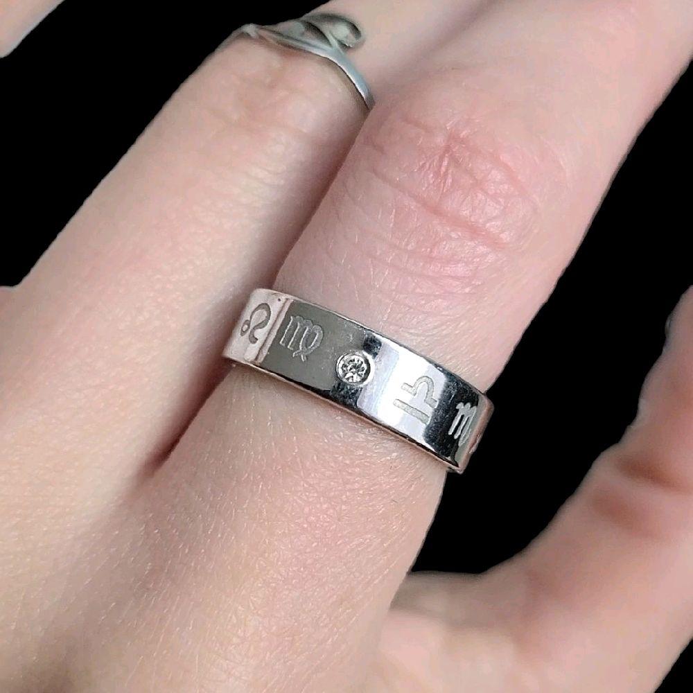 Stainless Steel Zodiac Symbol Ring - Silver