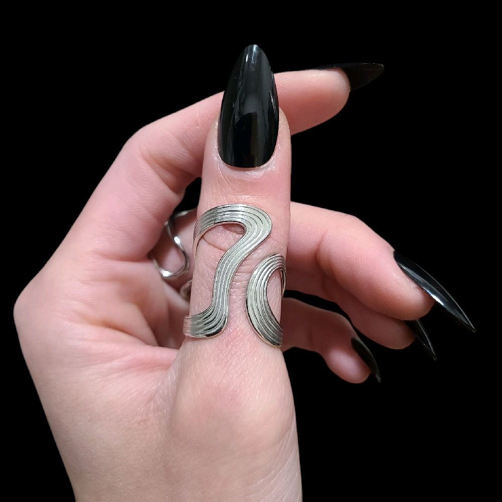 Abstract Stainless Steel Ring - Silver (Adjustable) unique ring