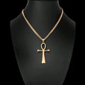 Gold Ankh Pendant Necklace - Stainless Steel