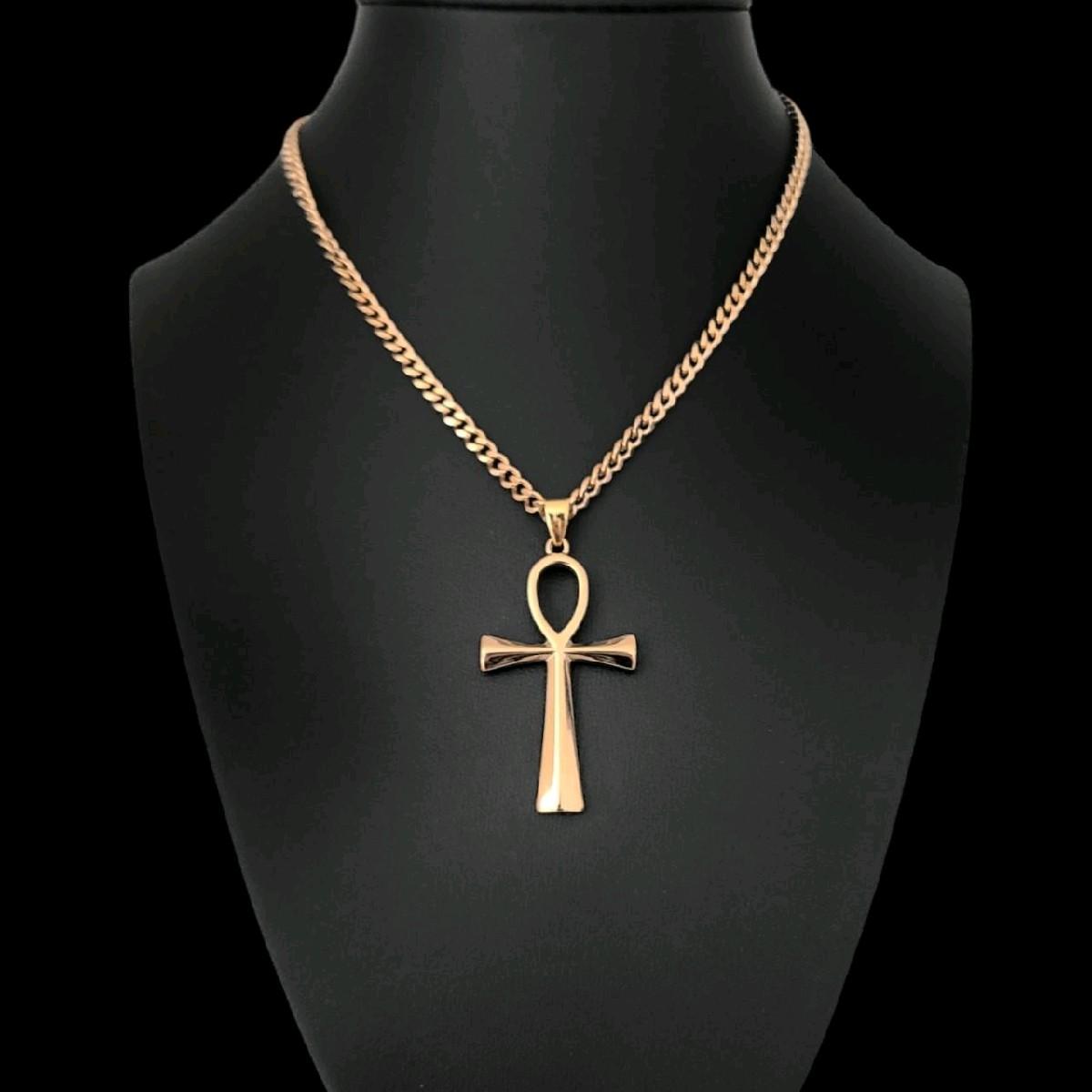 Gold Ankh Pendant Necklace - Stainless Steel