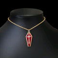 Red Gold Coffin Cross Pendant Necklace