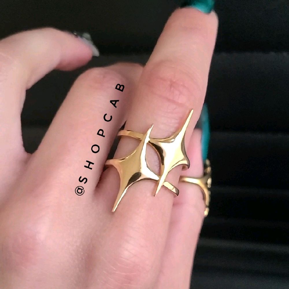 Gold Starburst Ring - Stainless Steel (adjustable size)