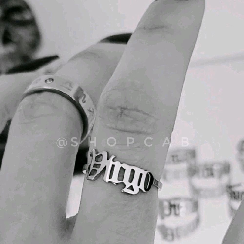 Silver Zodiac Sign Script Rings - Stainless Steel