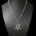 18" Silver Triple Moon Goddess Pendant Necklace