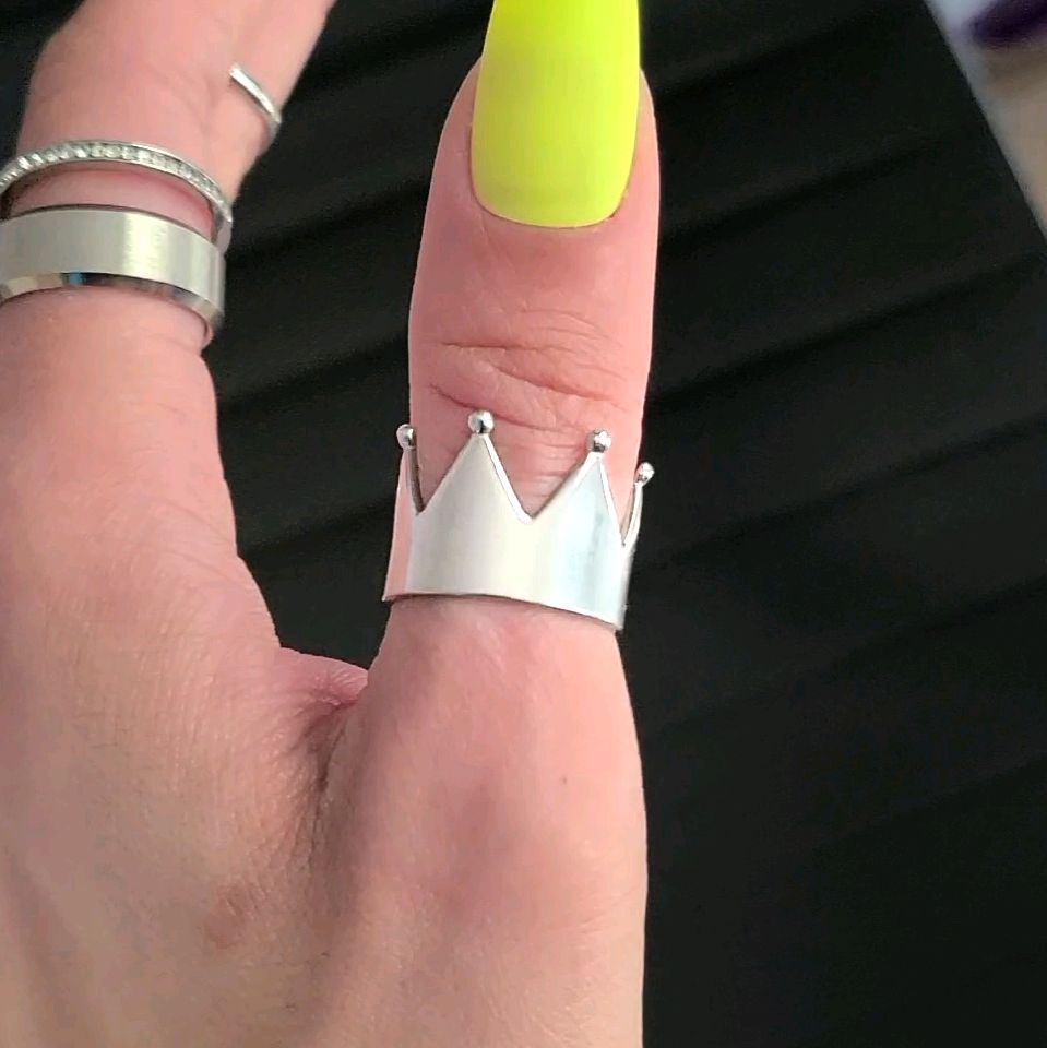 Silver Crown Ring - Stainless Steel (Adjustable)