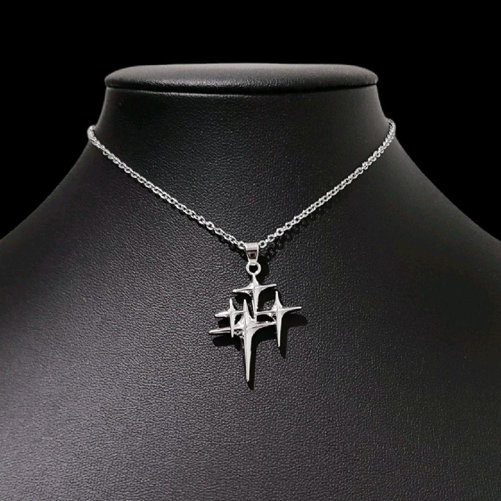 Silver Starburst Choker Necklace - Adjustable