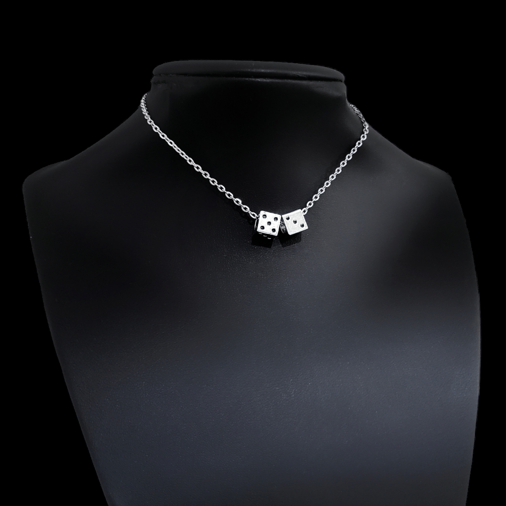 Silver Dice Choker Necklace