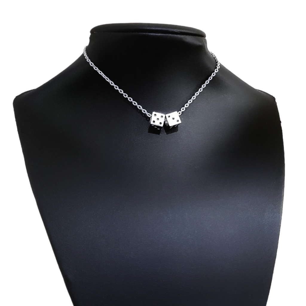 Silver Dice Choker Necklace