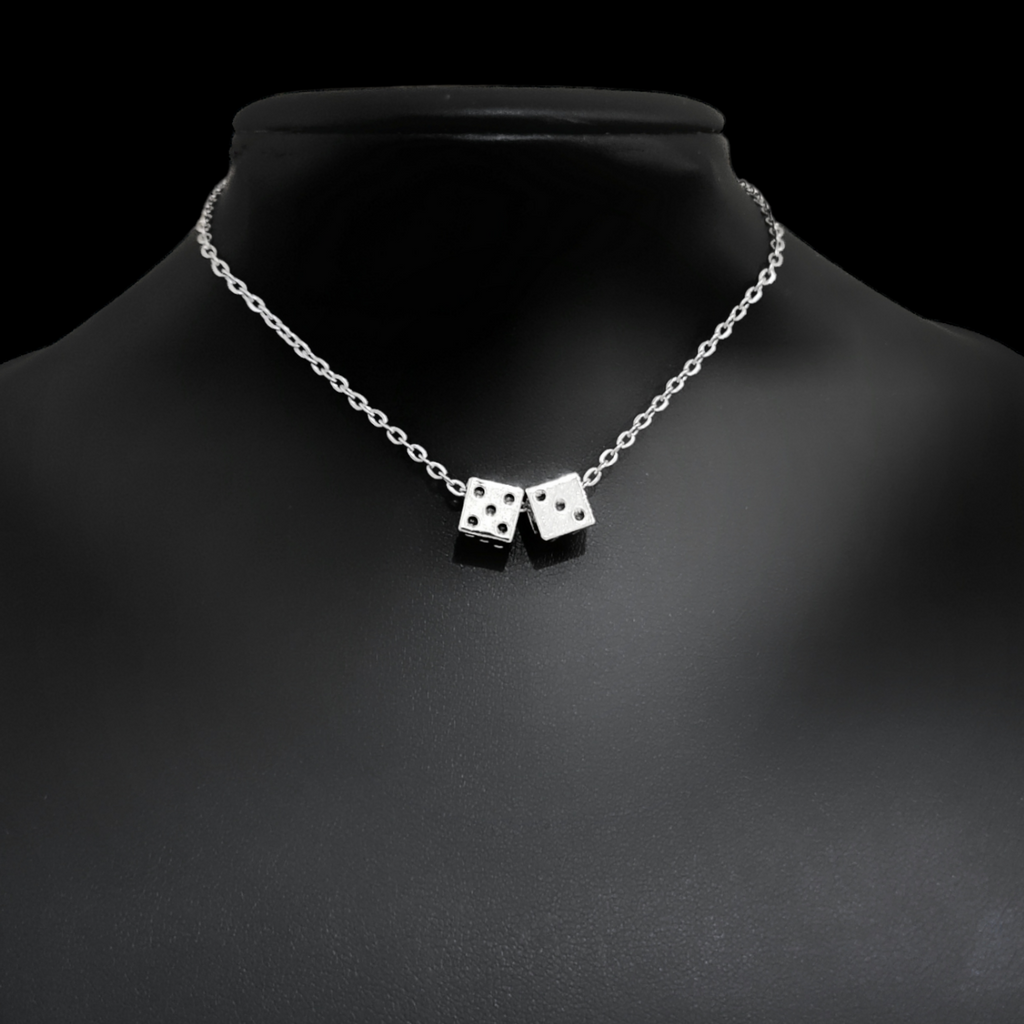 Silver Dice Choker Necklace