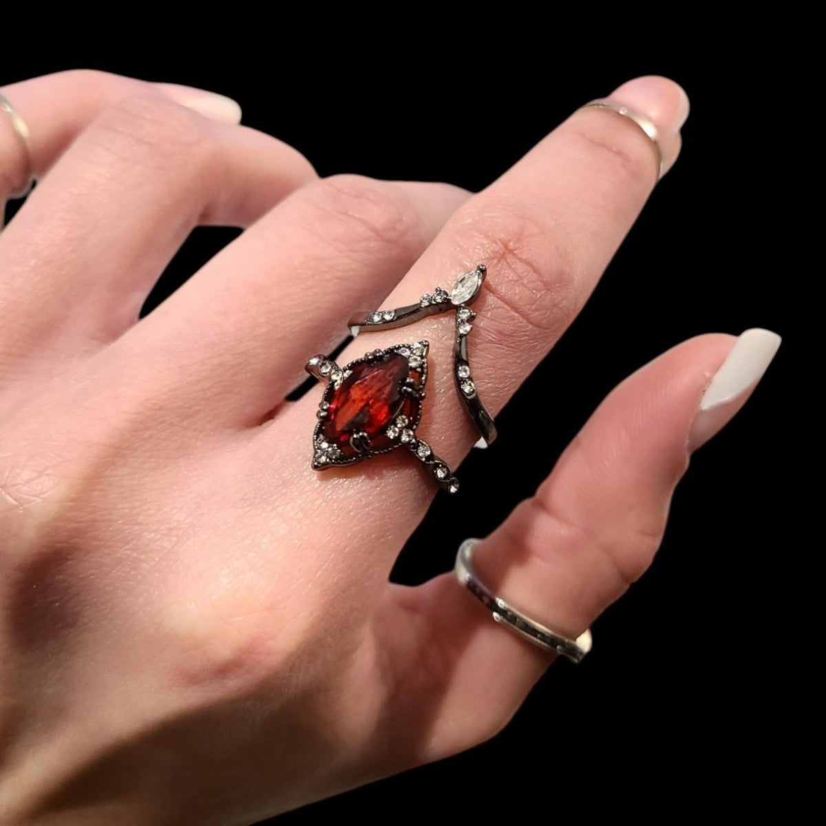 Gothic Marquise Amber Ring Stack