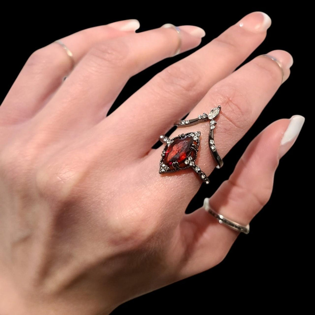 Gothic Marquise Amber Ring Stack