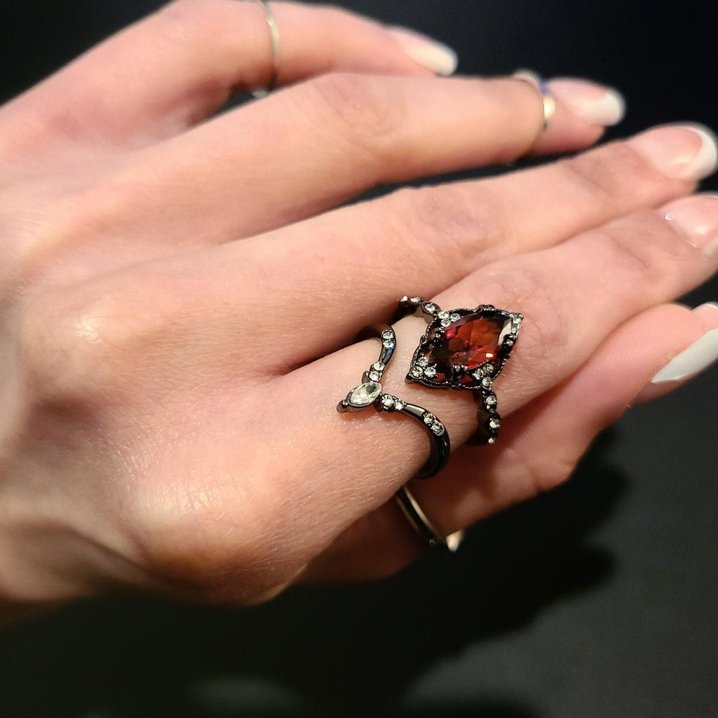 Gothic Marquise Amber Ring Stack