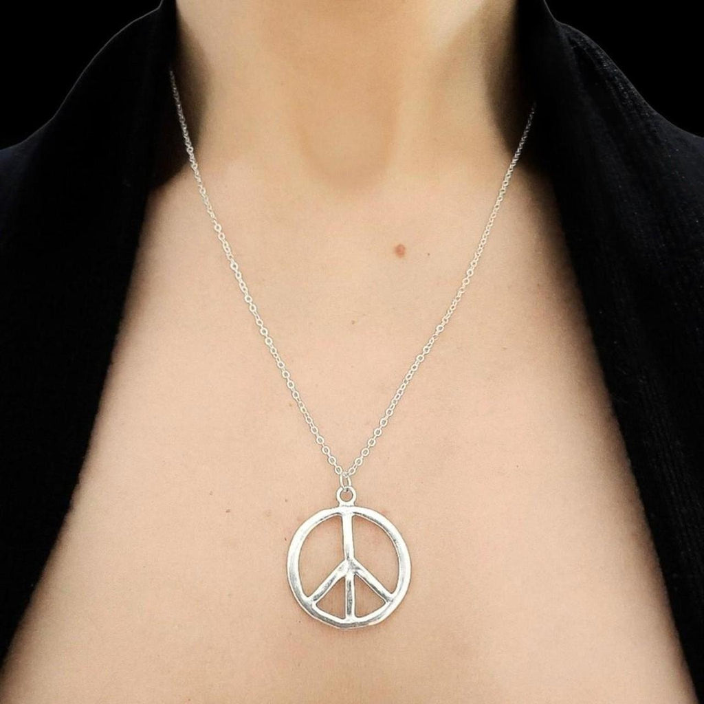 18" Silver Peace Pendant Necklace
