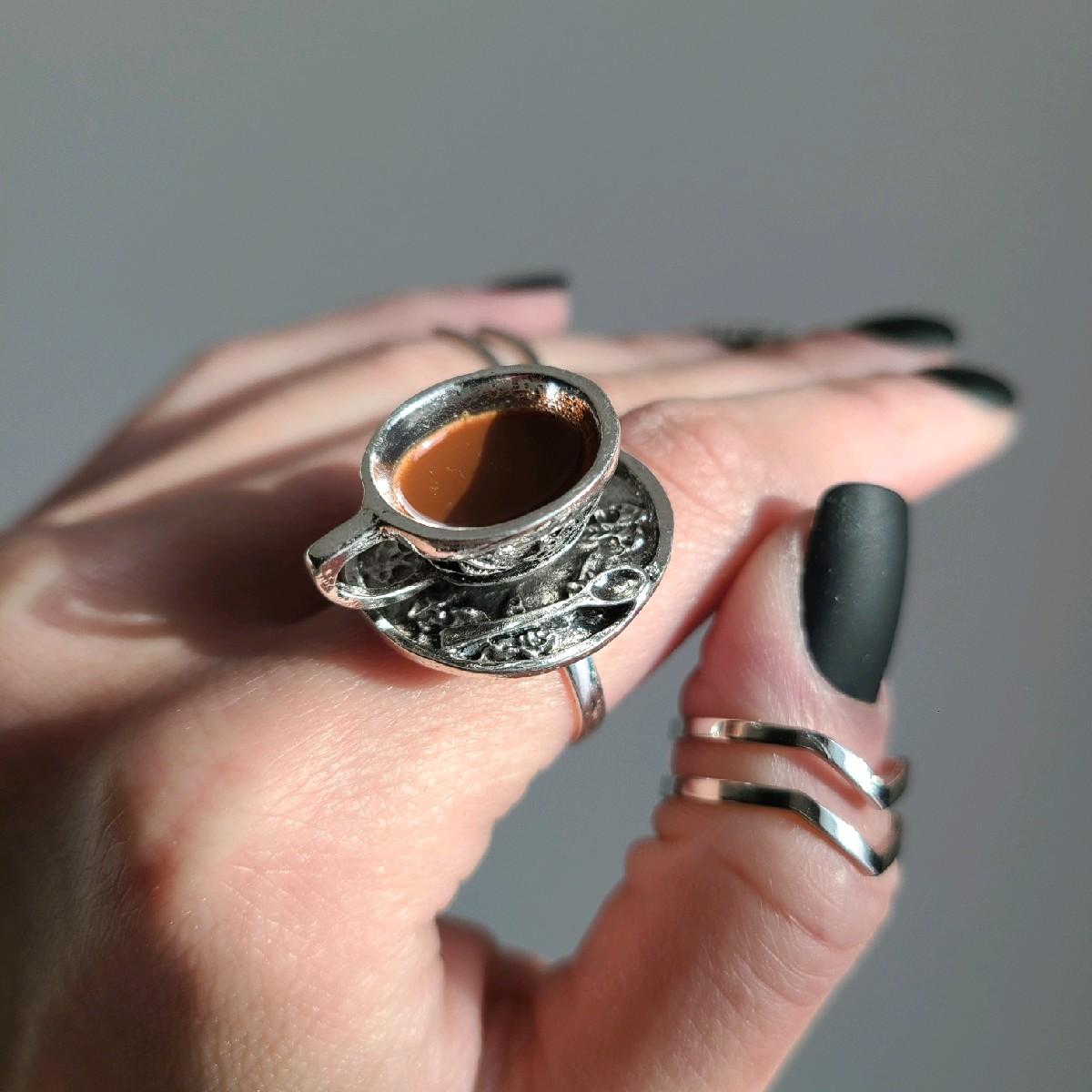 Silver Teacup Cocktail Ring - Adjustable Size