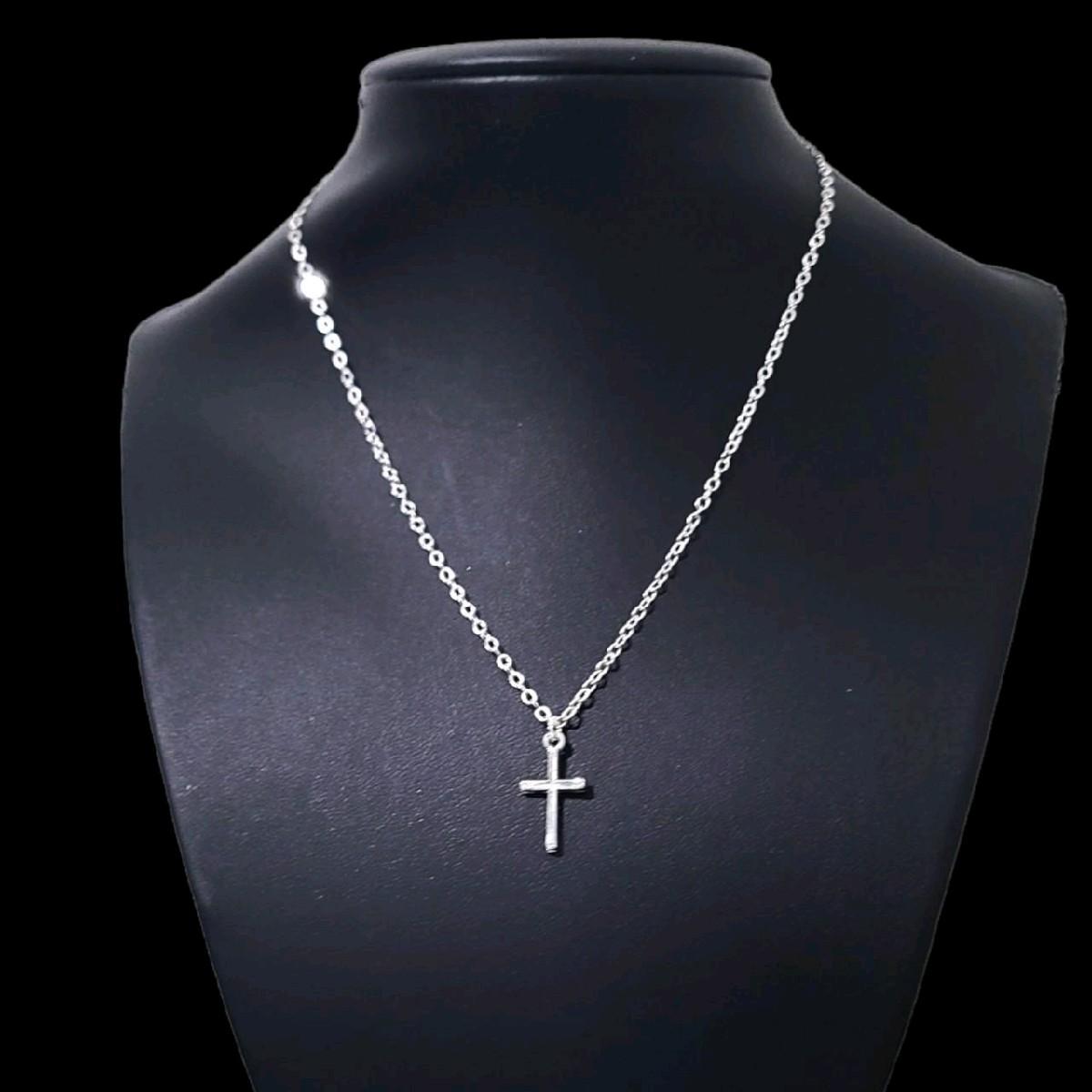16 Inch Silver Cross Necklace
