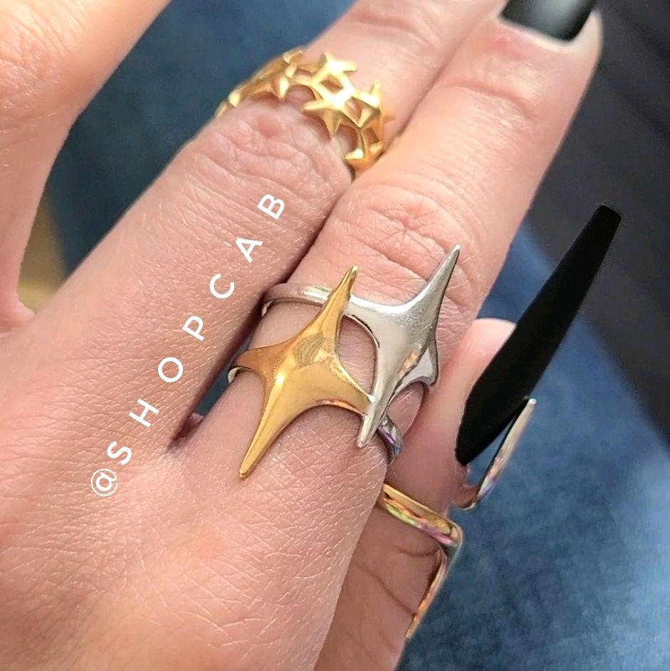 Gold Starburst Ring - Stainless Steel (adjustable size)
