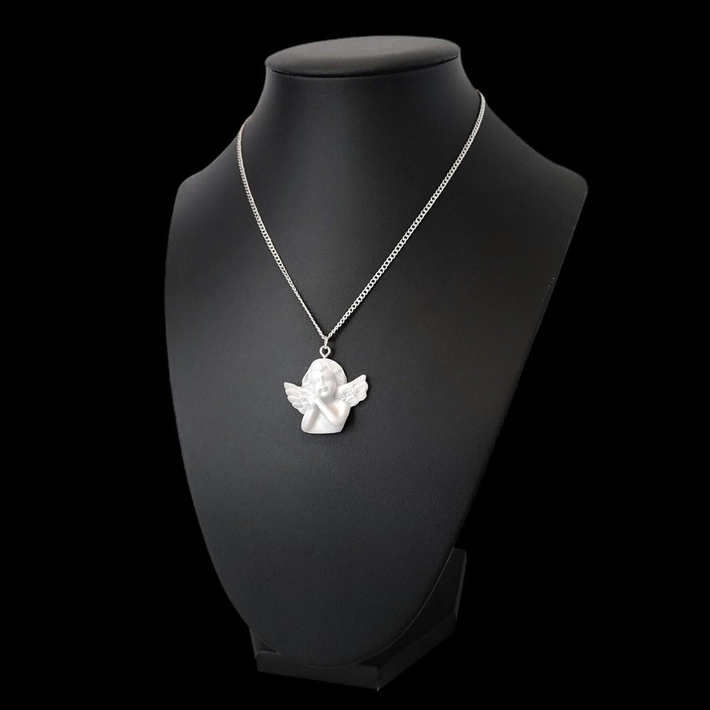 Cherub Angel Sculpture Necklace - Gold or Silver