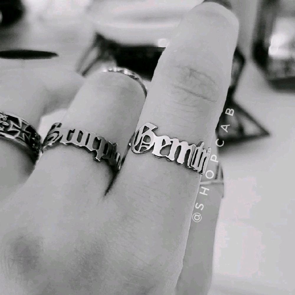 Silver Zodiac Sign Script Rings - Stainless Steel