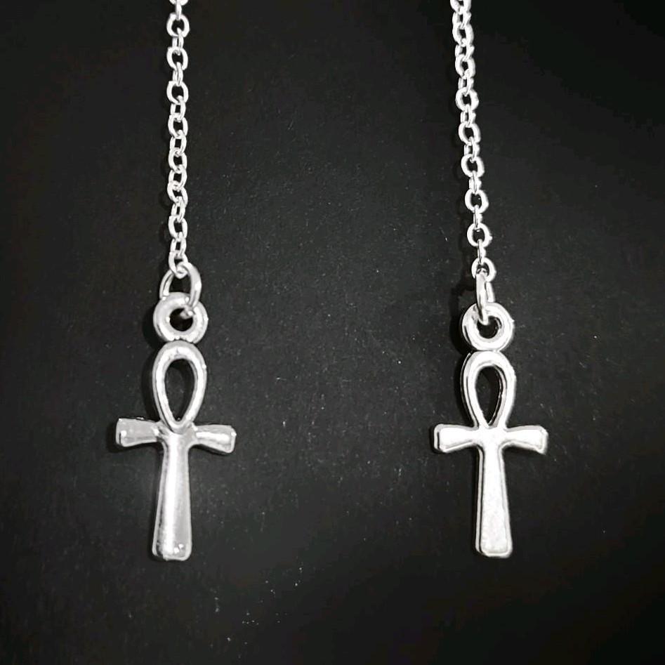 Ankh Chain Drop Earrings