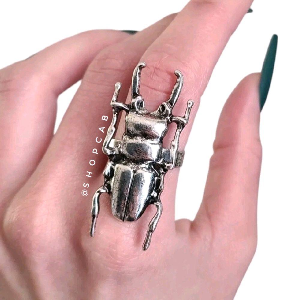 Silver Beetle Insect Ring (Adjustable Size)