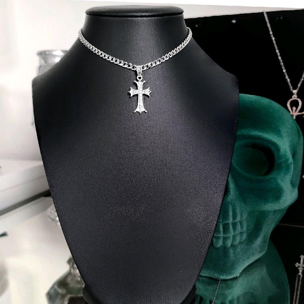 Maltese Rhinestone Cross Choker Necklace