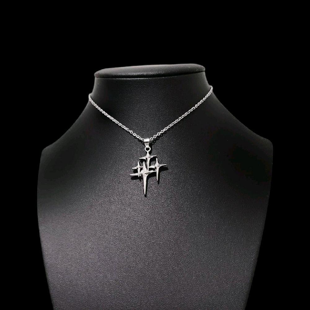 Silver Starburst Choker Necklace - Adjustable