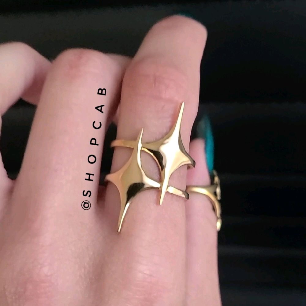Gold Starburst Ring - Stainless Steel (adjustable size)