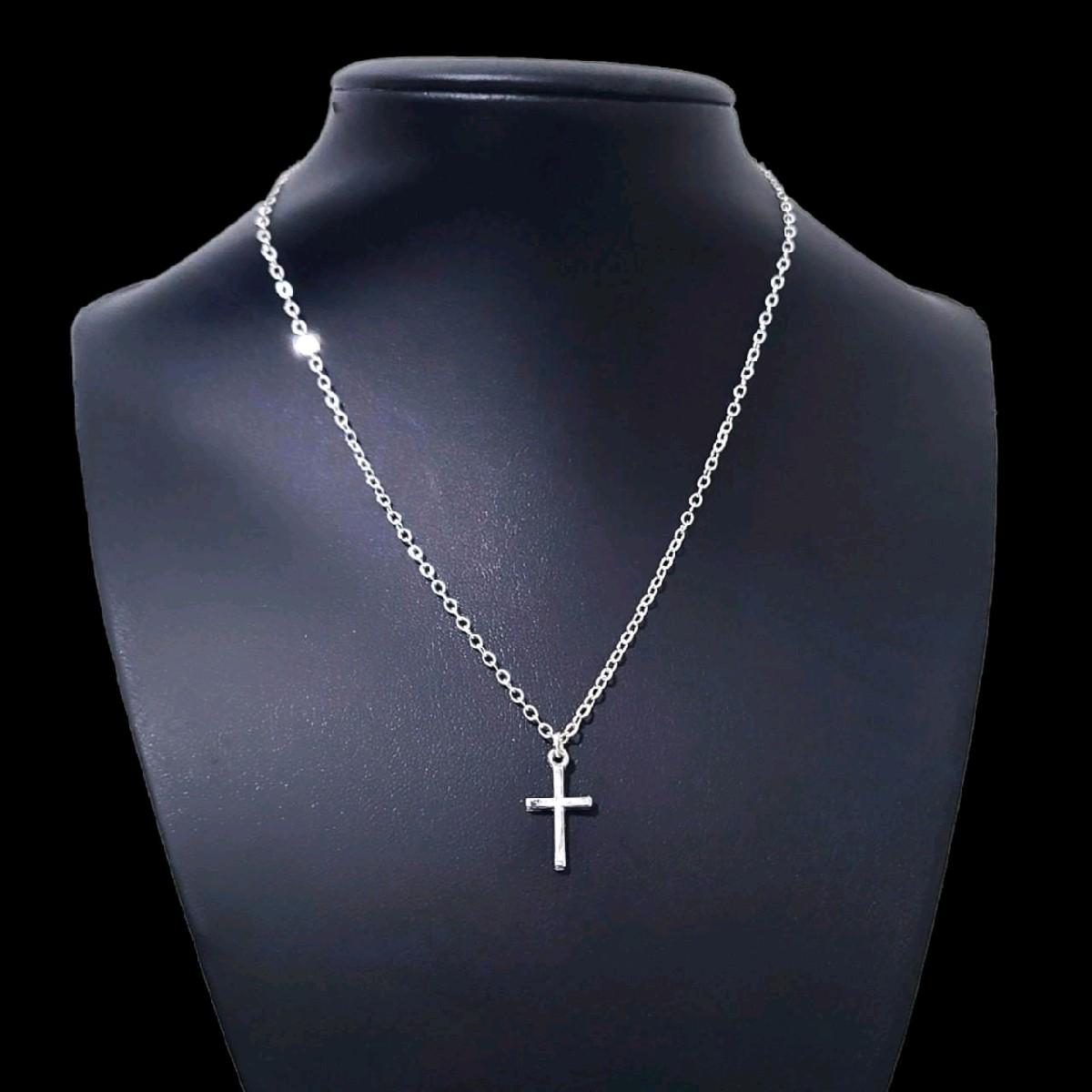 16 Inch Silver Cross Necklace